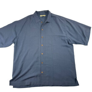 Tommy Bahama Men’s Silk Shirt Size L Blue Short Sleeve Button Front Relaxed Fit